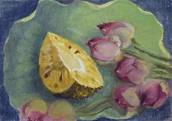 Nature morte aux fruits, jacquier et lotus - Trinh Huu Ngoc