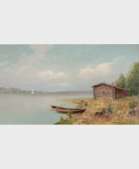 Boat on a shore by Eugen Taube