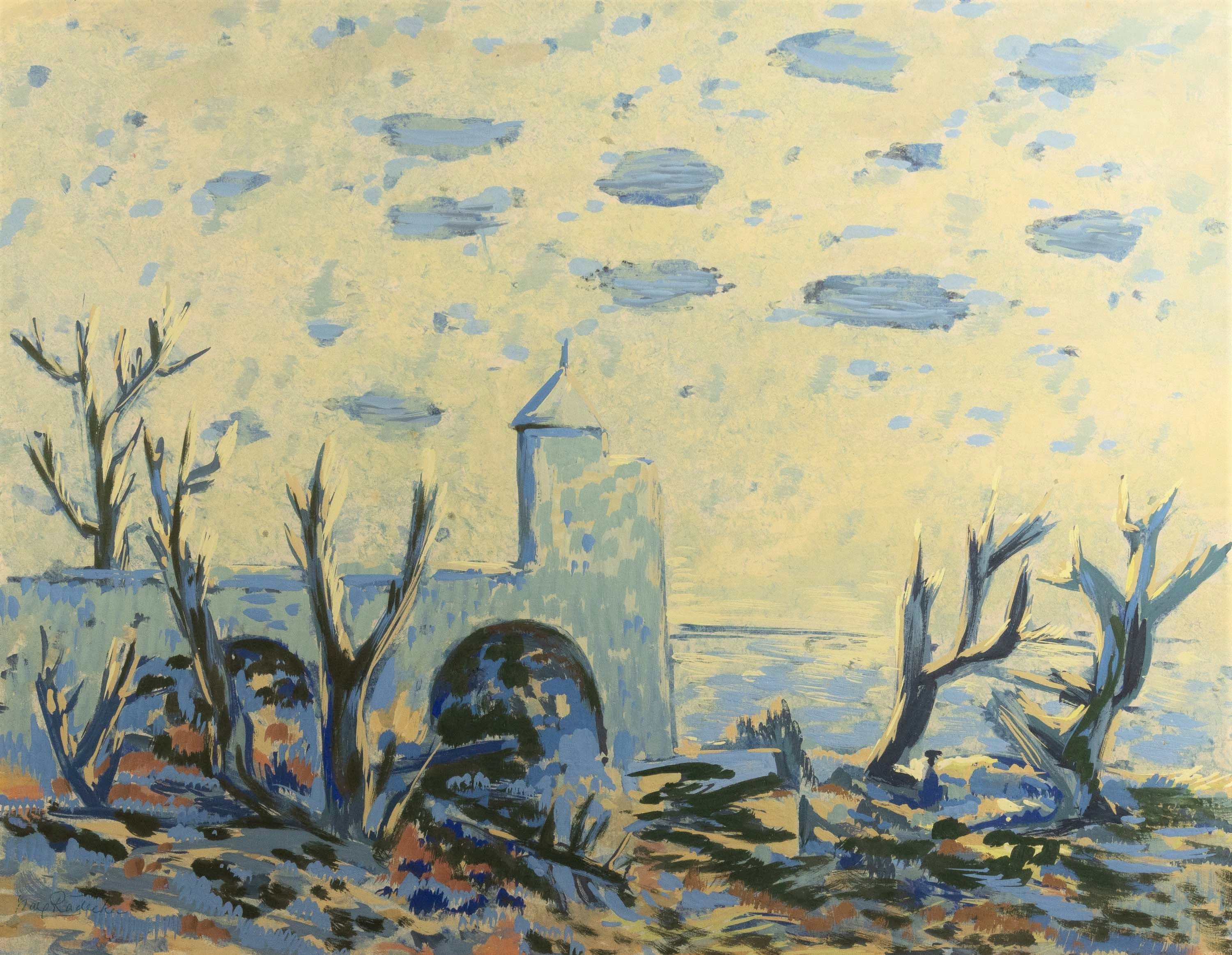 Artwork by Max Rädecker, Landscape, Made of Gouache