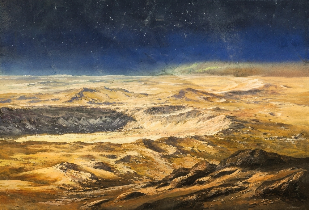 Artwork by Ludek Pesek, MĚSÍČNÍ KRAJINA, Made of Gouache on paper
