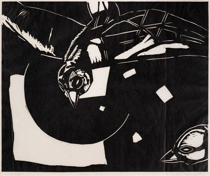 Artwork by Per Inge Bjørlo, Chernobyl Bird, Made of Linocut