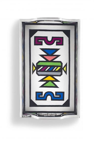 Painted Tray by Esther Mahlangu, dated 2012