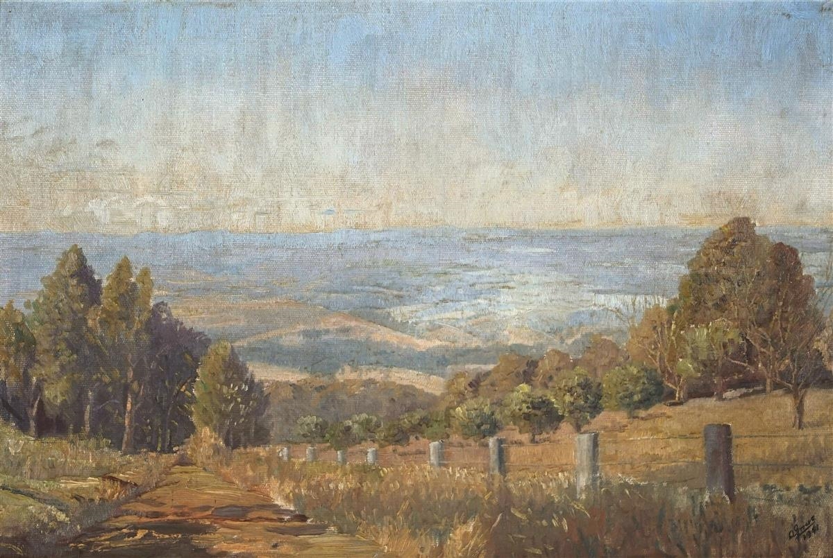 Artwork by Alan Robert Colquhoun Grieve, Valley View from Kurrajong, Made of oil on board