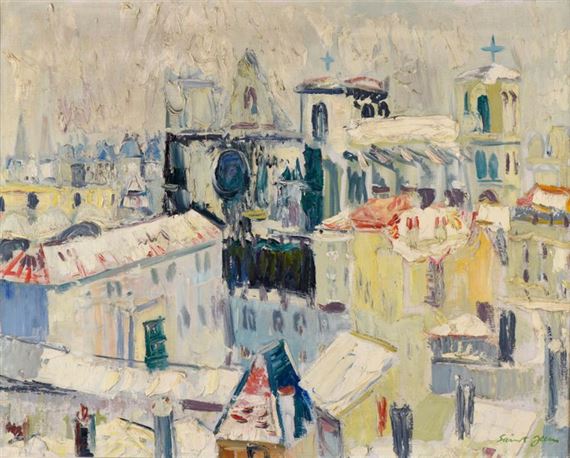 La cathédrale Saint-Jean sous la neige by Marcel Saint-Jean