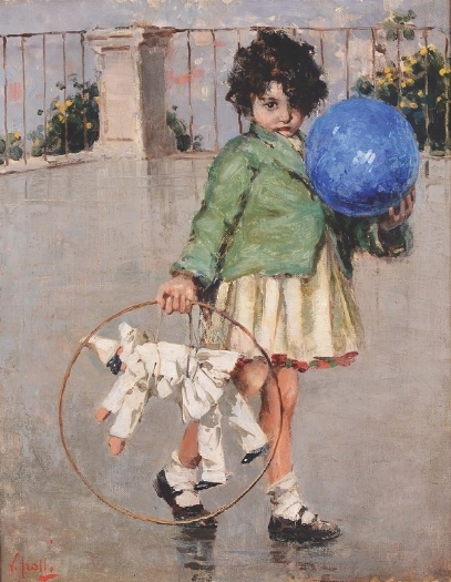 Bambina con palla e marionetta by Vincenzo Irolli
