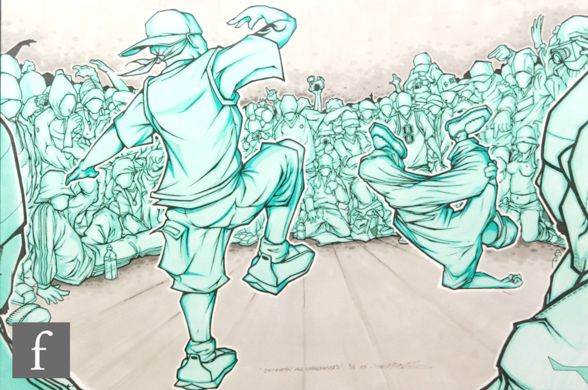 Artwork by Aaron Bird, Defeatin' all Challengers, Made of hand tinted print