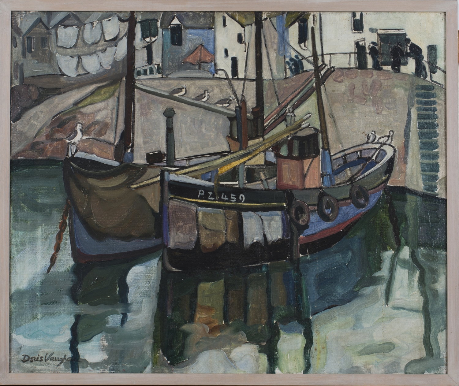 Artwork by Doris Vaughan, Penzance Boats in a Harbour, Made of oil on canvas