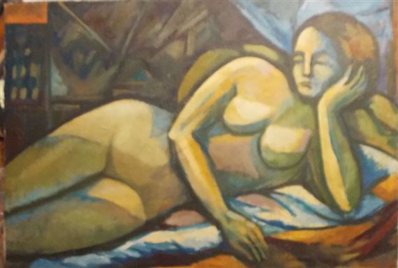 Reclining Modernist Nude by Ágnes Garabuczy, c. 1970