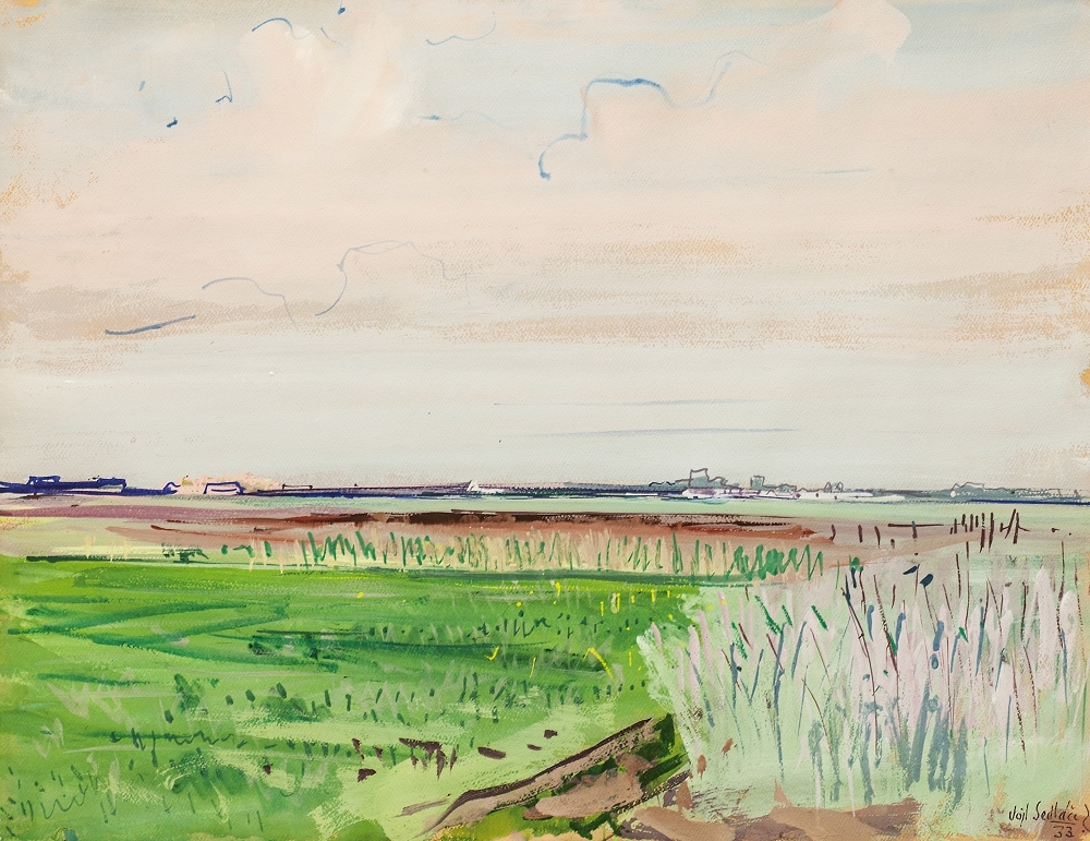 Artwork by Vojtěch Sedláček, KRAJINA, Made of Gouache on cardboard