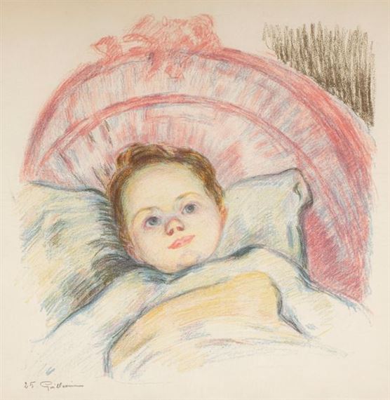 Enfant au berceau by Armand Guillaumin