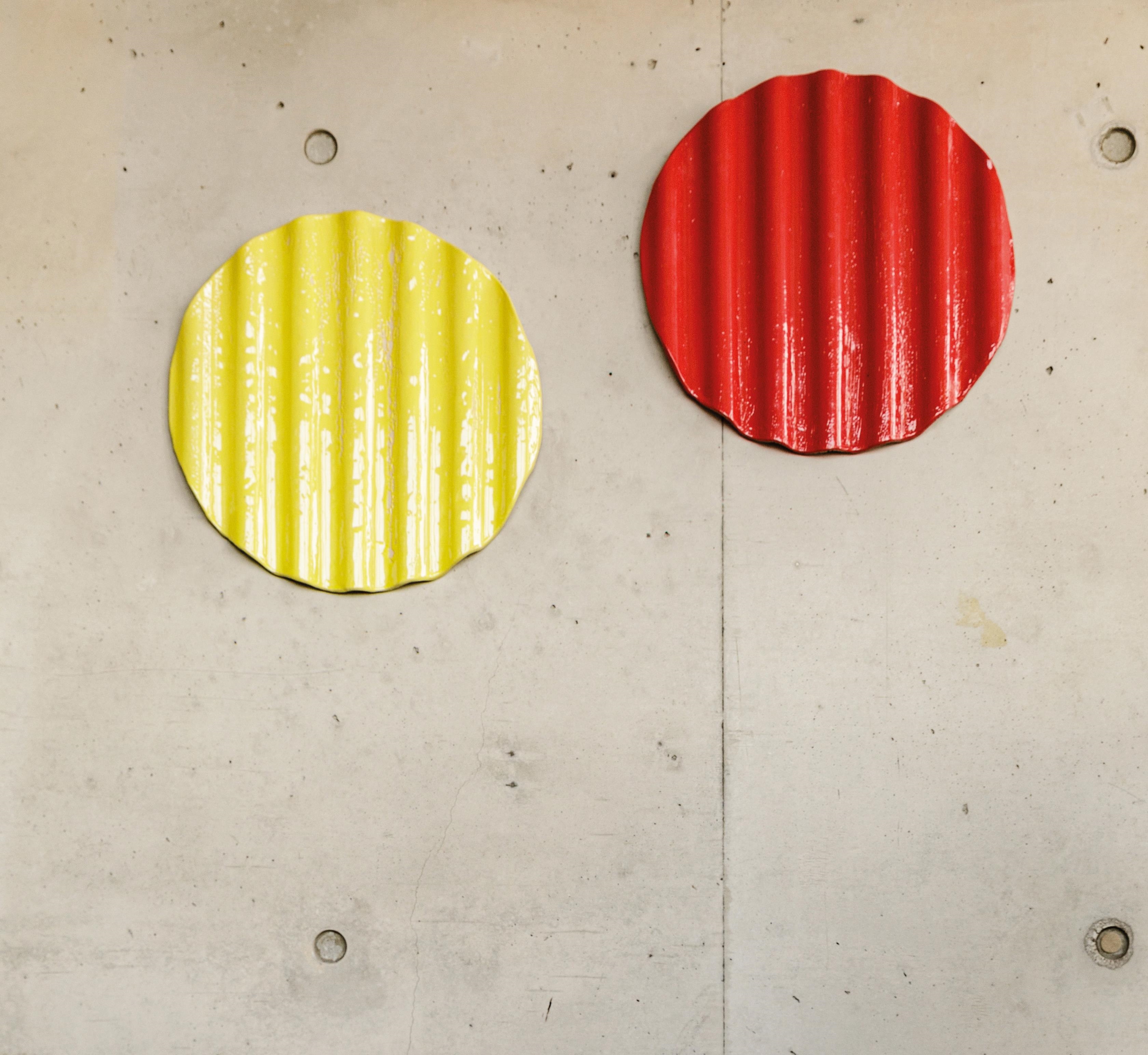 Artwork by Xaver Sedelmeier, A Ceramic Wave, Made of red paint on pure hand-moulded and burnt ceramic mass