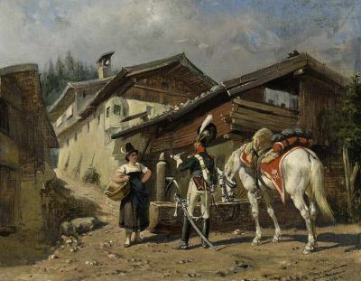 Plausch am Dorfbrunnen by Louis Braun, 1900