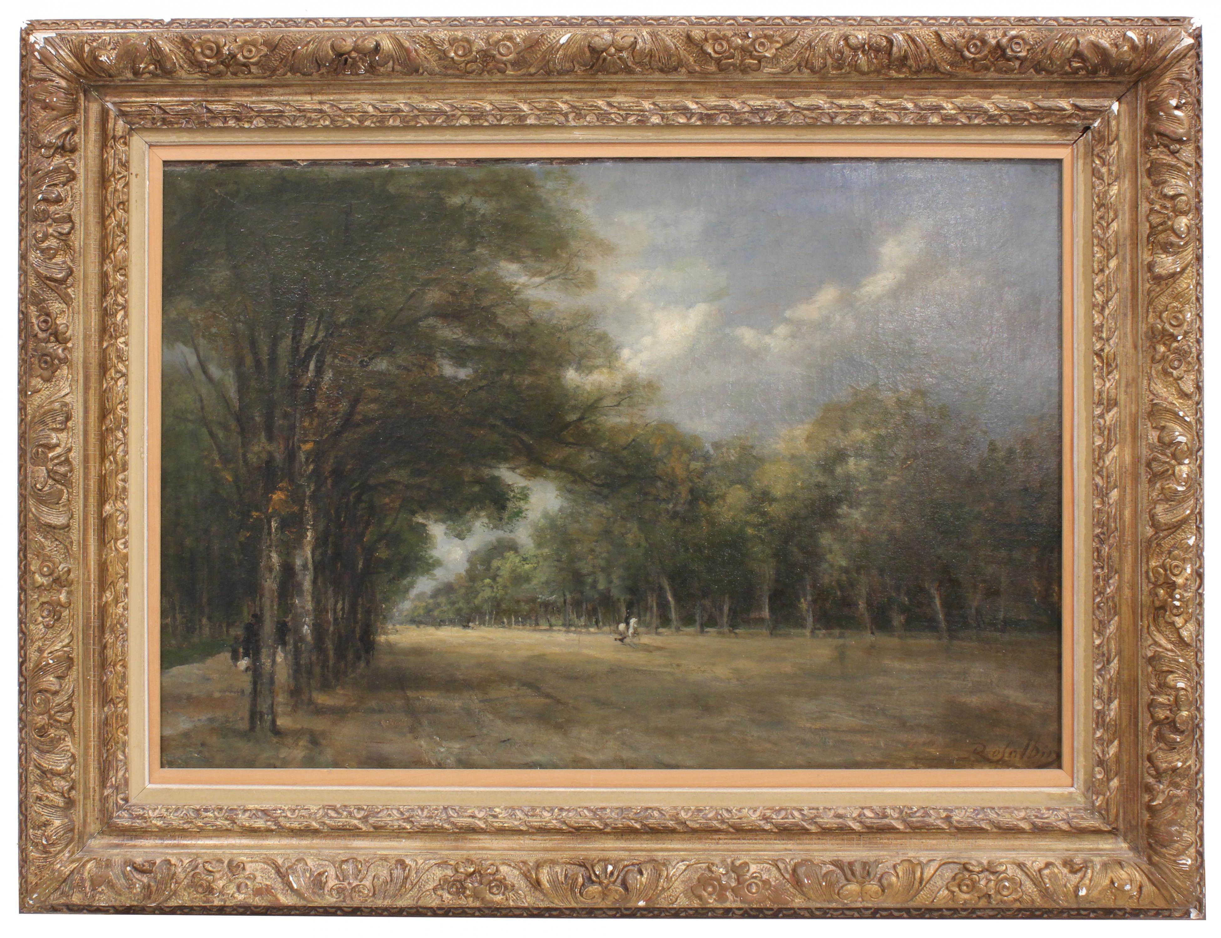 Artwork by Marie-Abraham Rosalbin de Buncey, LE AVENUE DE MADRID EN BOIS DE BOULOGNE, Made of Oil on canvas