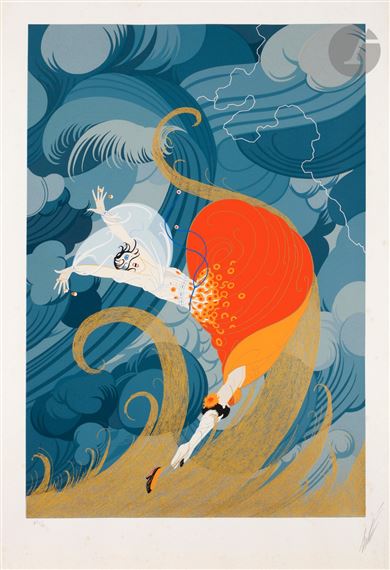 Erté | Ebony and White that depicts a Black female dressed in an