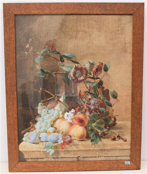 Stillleben mit Früchten, Blumen und Insekten - Clementine Stockar-escher