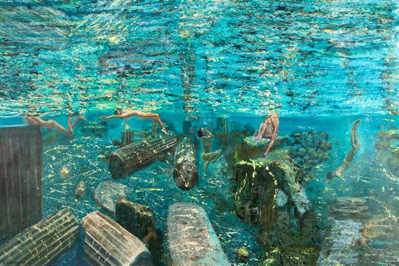 Swimmers with ancient ruins by Maria Filopoulou