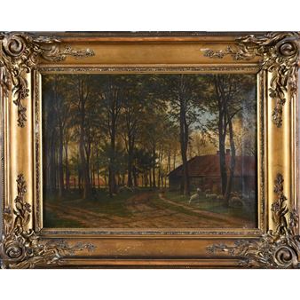 Paysage au troupeau de moutons - Louis Demaertelaere