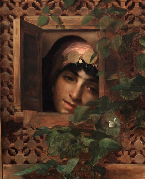 Femme a son moucharabieh 46 by Theodoros Rallis, Painted in 1879