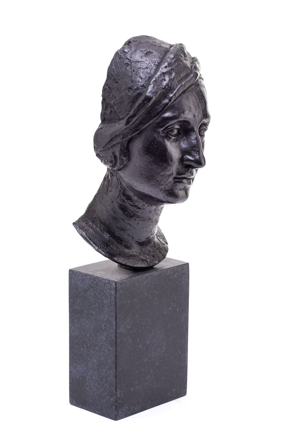 Artwork by Roman Biliński, The portrait of Ambassador 's wife Stefania Olszowska, Made of bronze, marble