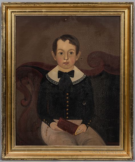 Portrait of a Boy Seated on an Empire Sofa with a Red Book by William W. Kennedy
