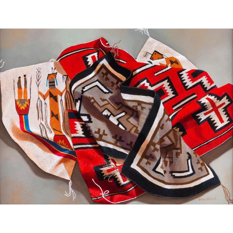 Artwork by William V. Hatch, Many Rugs, Made of oil on board