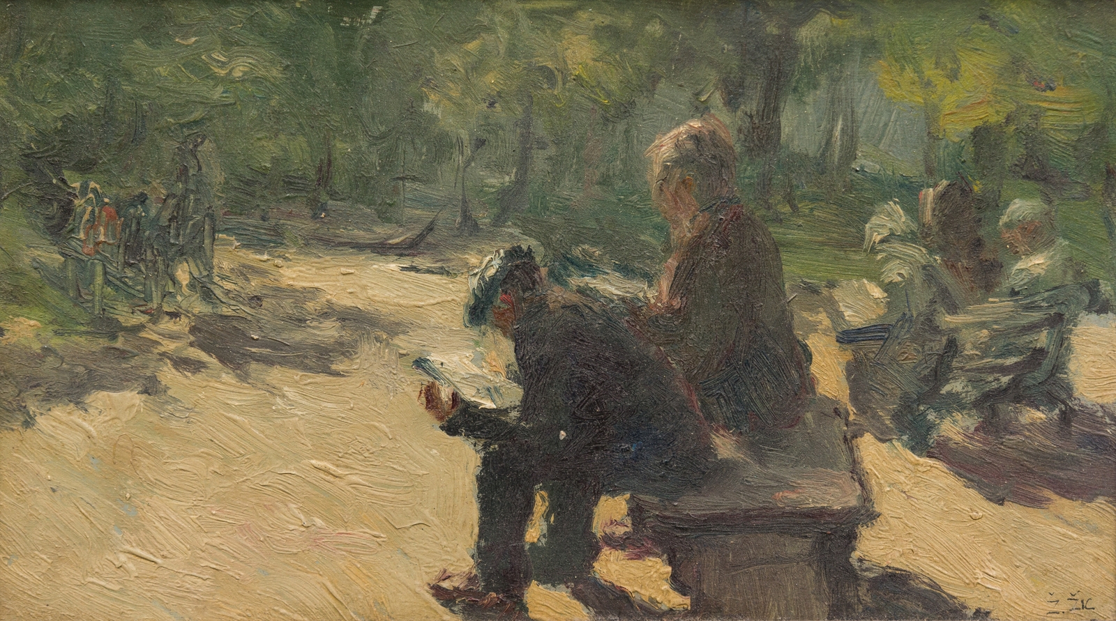 Artwork by Zivko Zic, Children in the Park, At the Beach, Made of oil on panel