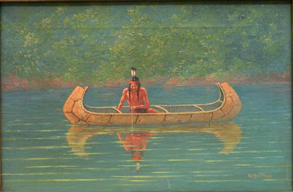 Indian in a Canoe by William Meuttman