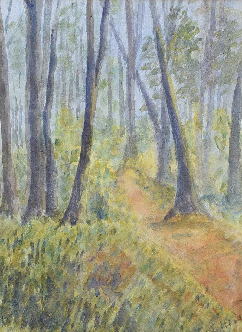 Artwork by J. Elliott, Path in the Woods, Made of Watercolour