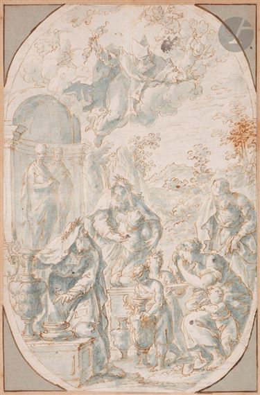 Scène de sacrifice dans un paysage, Noé ? by Italian School, 16th Century, 16th century