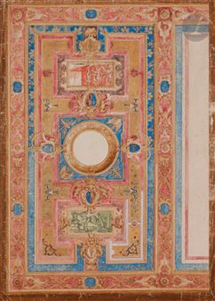 Projet de plafond aux armes de Marie de Médicis, Régente de France, pour le Palais du Luxembourg - Nicolas Duchesne