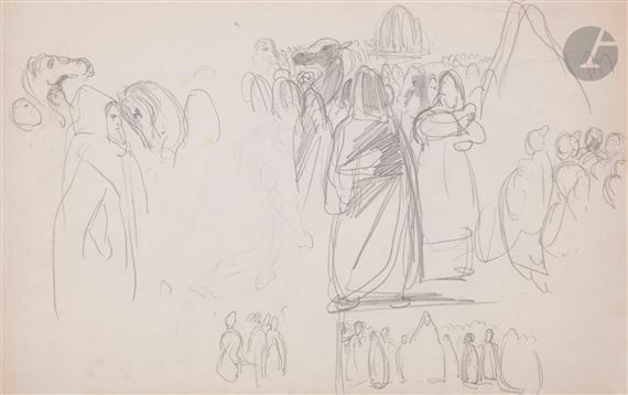 L'entrée d'Abd el Ramhane, sultan du Maroc, reprise de l'assemblée dans le bas by Eugène Delacroix