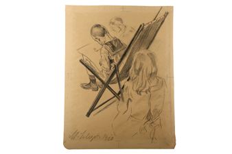 Three Children Drawing; A Young Boy Drawing - Max Seliger