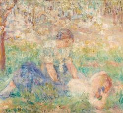 George Morren | Jeunes filles en conversation dans le verger (1919 ...