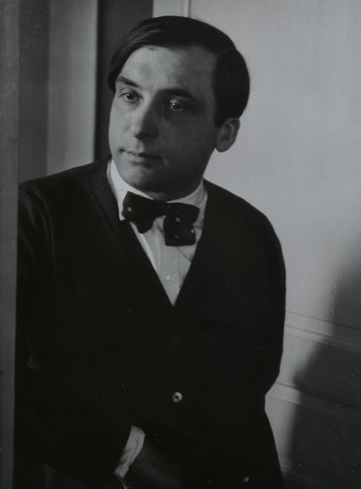 Artwork by Brassaï, Portrait du poète surréaliste Pierre Reverdy sortant de la revue Minotaure, Made of Vintage silver print