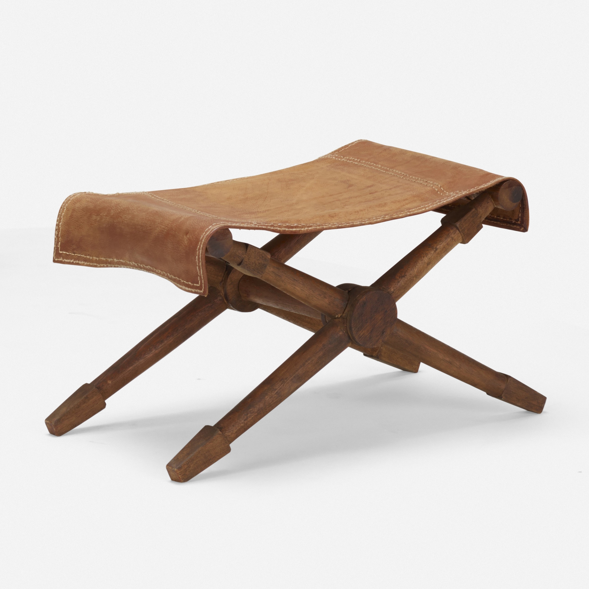 Artwork by Paul Rodocanachi, Rodo folding stools, pair, Made of oak, leather