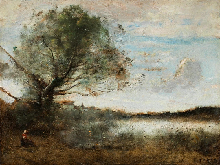 Tableau Mural Camille Corot "Un étang En Picardie" - Reproduction Sur Toile Encadrée - Prêt à Accrocher - Neuf