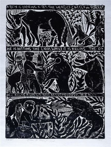 A SHEPARD (Levinson 15) by John Ndevasia Muafangejo, 1969