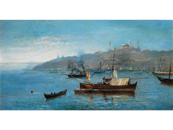 A MISTY MORNING - THE MOSQUE SANTA SOPHIA & GOLDEN HORN, CONSTANTINOPLE by Paul H. Ellis
