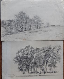 Two landscape studies - Julius Hellesen
