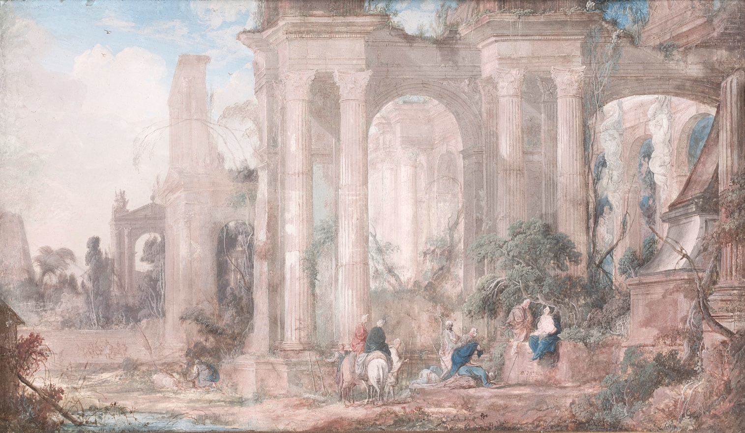 Artwork by Pierre Antoine Patel, L'Adoration des bergers, Made of Gouache on vellum mounted on panel