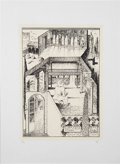 La entrada y el patio de Machuca, el Mexuar y el oratorio (Serie una vista a la Alhambra