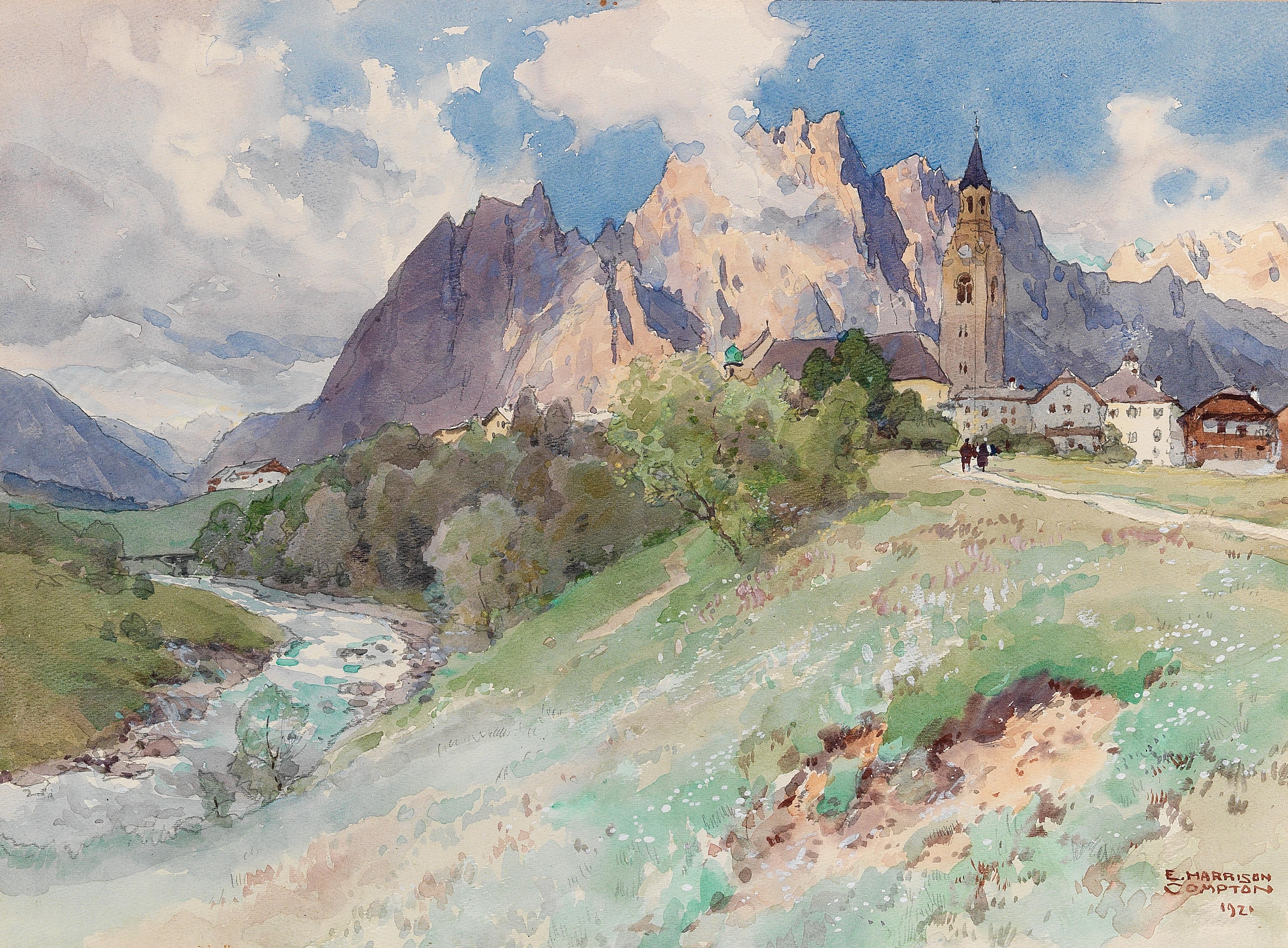 Edward Harrison Compton | A view of Meran (1921) | MutualArt