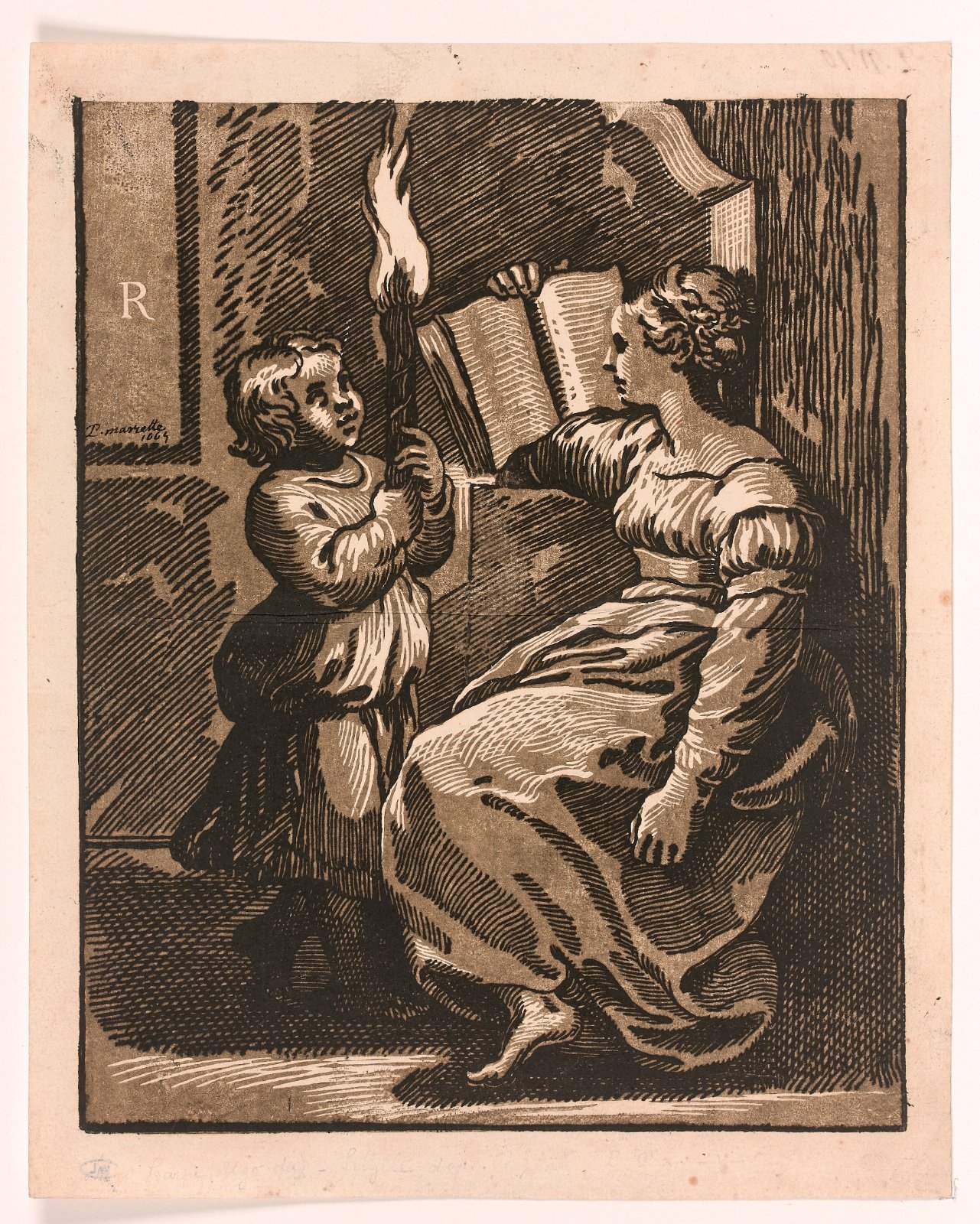 Artwork by Ugo Da Carpi, Sibylle, d’après Raphaël, Made of Wood engraving of two boards