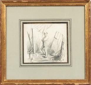 Artwork by Henry Monnier, Henry Monnier (French, 1799/1805-1877) An artist in his studio, Made of Pencil on paper