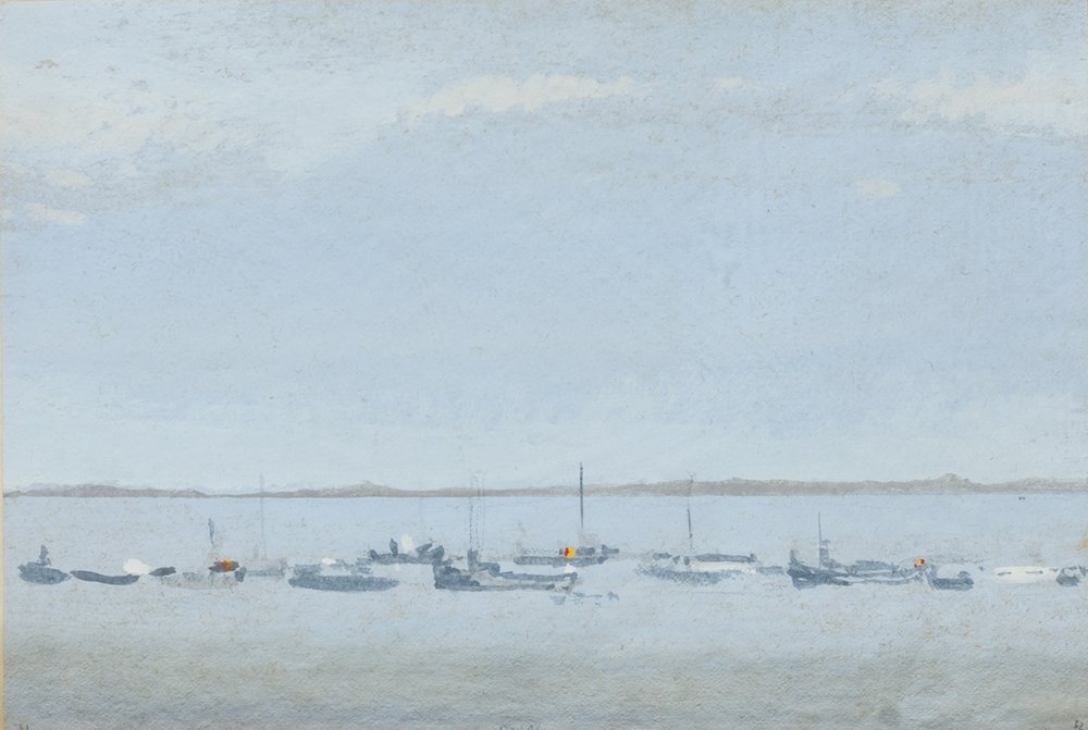 Artwork by Lluís Marsans, BARCAS EN ROSAS, Made of Gouache on paper