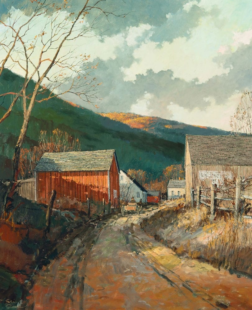 Artwork by Eric Sloane, Cornwall Bridge, Made of Oil on board