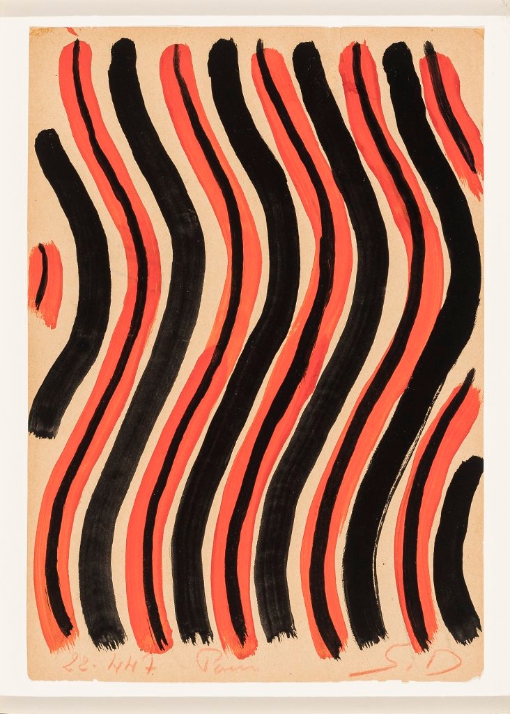 Artwork by Sonia Delaunay, Untitled, Made of Orange/black gouache/ink lines