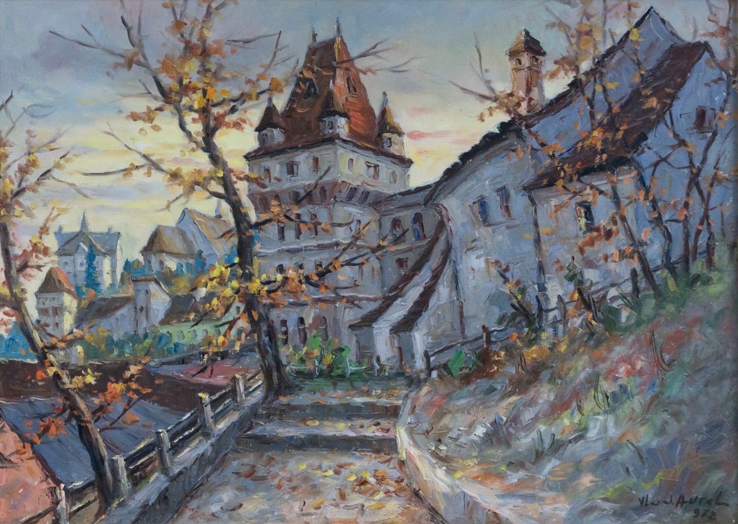 Artwork by Gheorghe Aurel Vlad, "Sighisoara", Made of oil on canvas