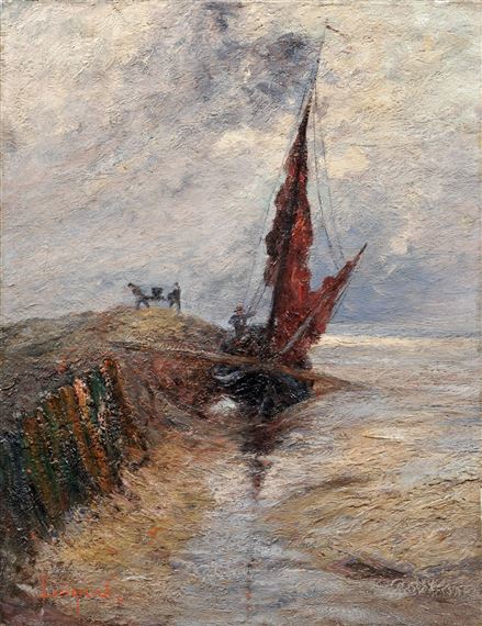 "Ebbe" (Fischer beim Entladen eines Bootes bei Yerseke) by Emily Lengnick, 1902