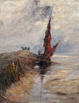 "Ebbe" (Fischer beim Entladen eines Bootes bei Yerseke) - Emily Lengnick